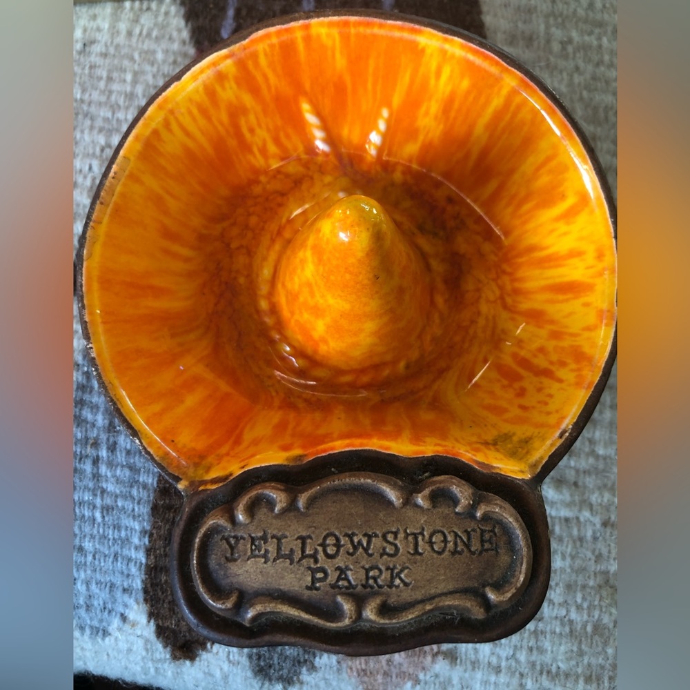 Vintage Treasure Craft Sombrero Hat “YellowStone Park Orange & Brown Colors